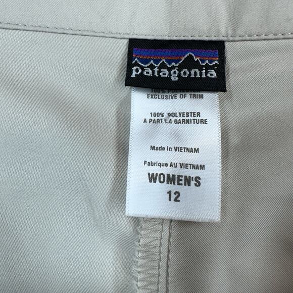 Patagonia Duway Flat Front Size 12 Skort Womens Tan Khaki Zippered Sides Hiking - Picture 5 of 9